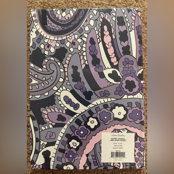 Vera Bradley Dotted Journal Deep Night Paisley Bullet Grid 184 Pages 8.25 X 5.8” - Picture 10 of 11